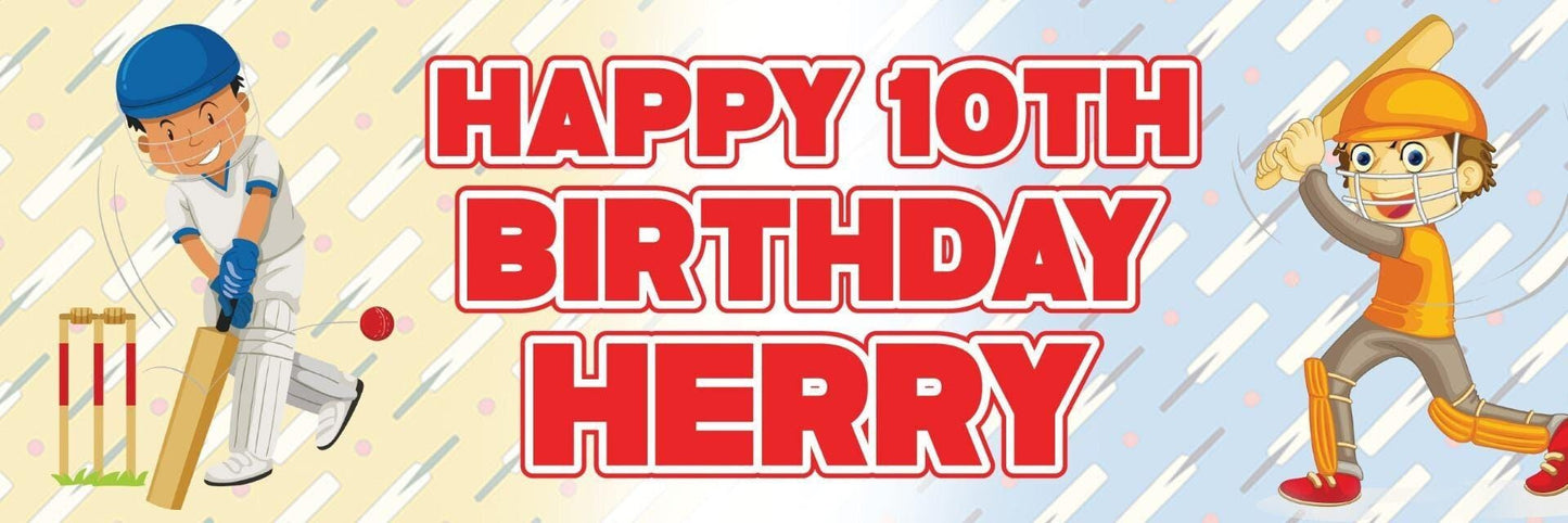 2 Personalised Cricket Birthday Party Celebration Banners Decoration Posters