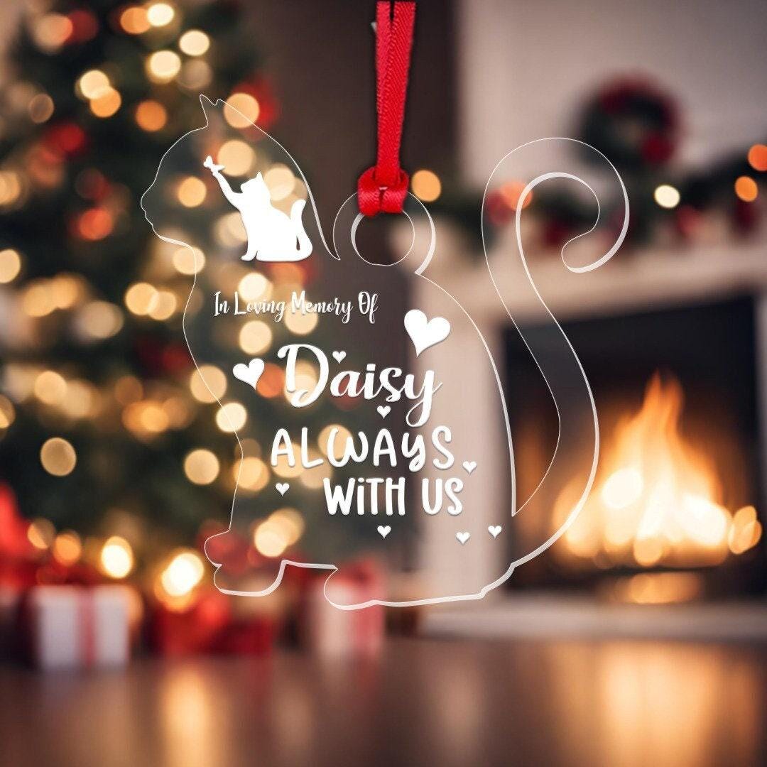 Personalised Cat Memory Christmas Bauble Pet Memorial Custom Kitten Xmas Decoration Gift