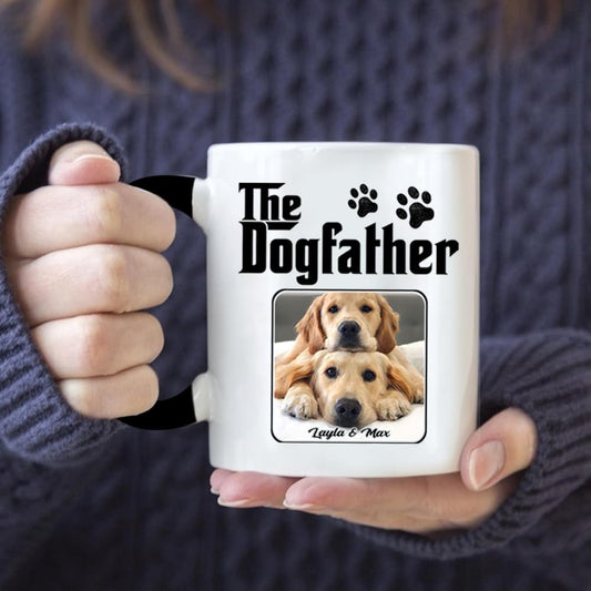 Custom Dog Dad | Ceramic Coffee Mug | Father's Day Gift | Stylish Printed Design | Tea & Coffee Cup | 11oz | Black Two-Tone Design