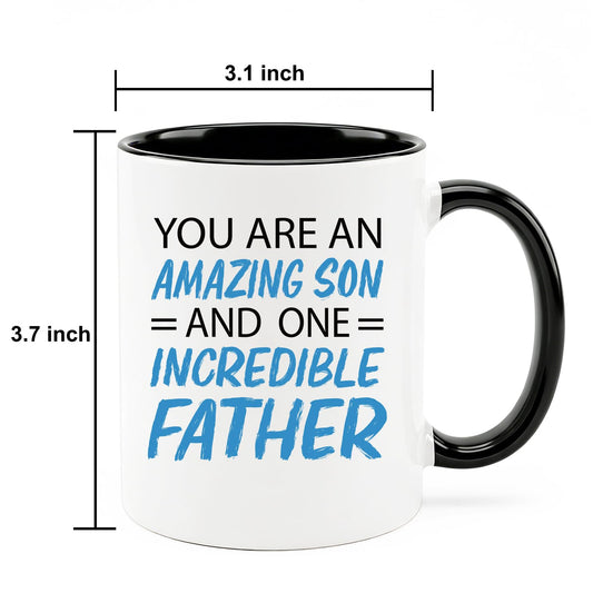 Fathers day mug | Ceramic Coffee Mug | Father's Day Gift | Stylish Printed Design | Tea & Coffee Cup | 11oz | Black Two-Tone Design