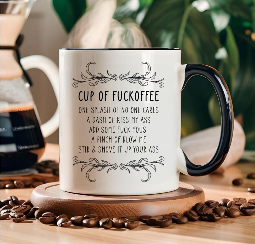 Funny of Fuckoffee with Handle | Ceramic Coffee Mug | 11 OZ