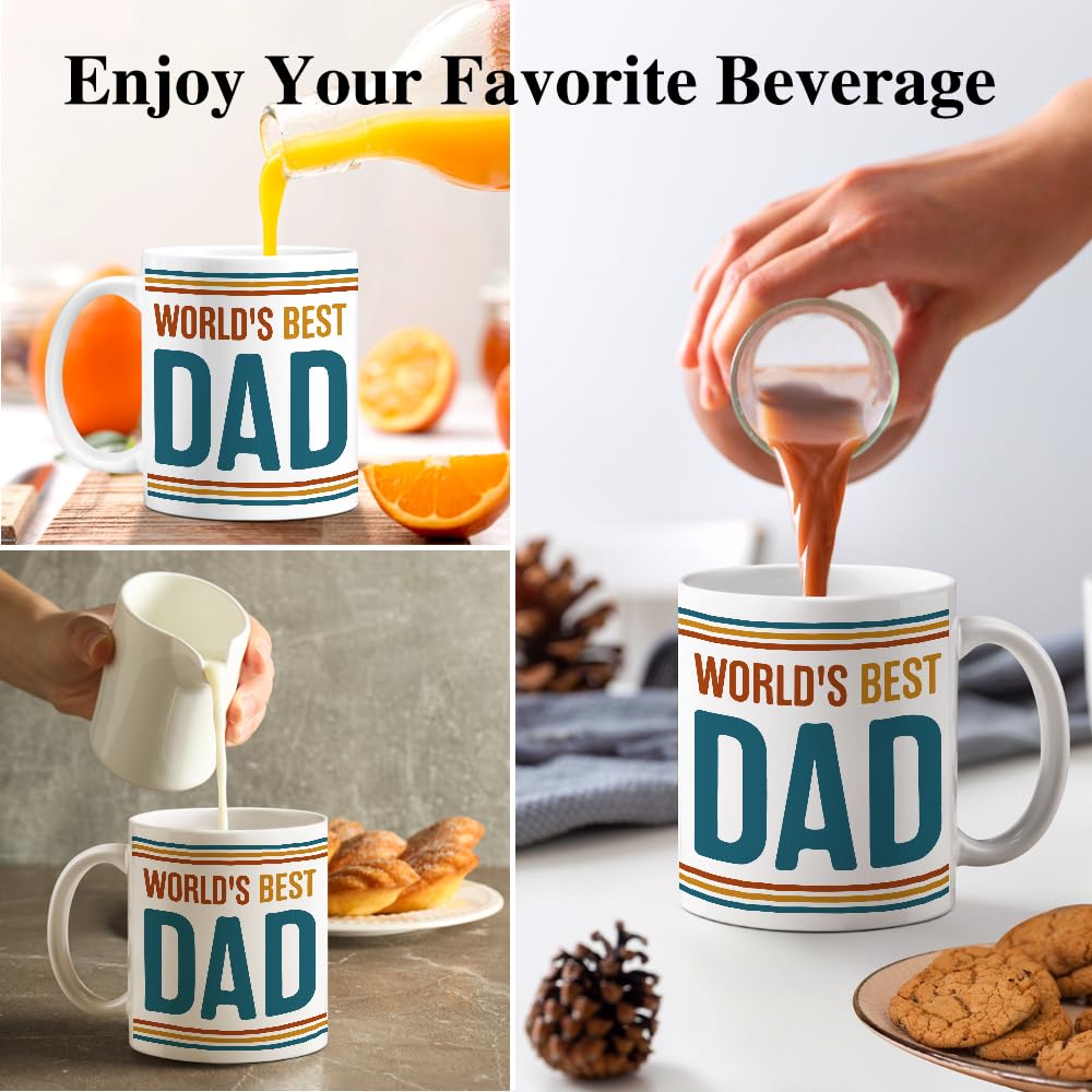 World's Best Dad Double | Ceramic Coffee Mug | Father's Day Gift | Stylish Printed Design | Tea & Coffee Cup | 11oz