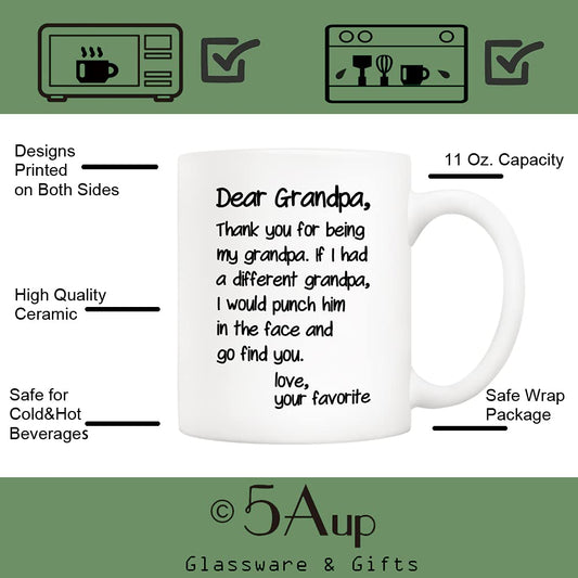 Father's Day Funny Grandpa from Grandson Granddaughter | Ceramic Coffee Mug | Father's Day Gift | Stylish Printed Design | Tea & Coffee Cup | 11oz