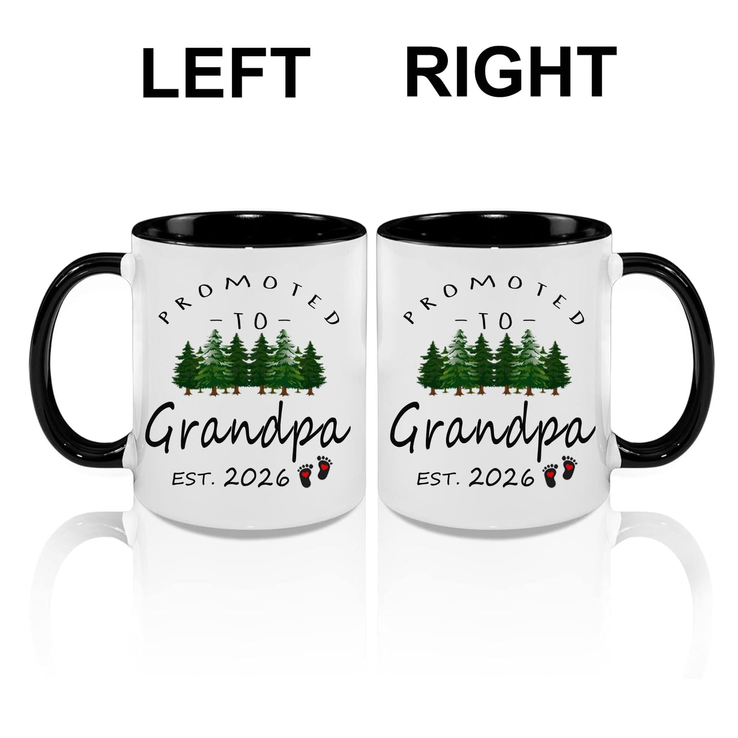 Promoted to Grandpa 2026 | Ceramic Coffee Mug | Father's Day Gift | Stylish Printed Design | Tea & Coffee Cup | 11oz | Black Two-Tone Design