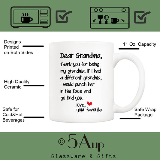 Mother's Day Funny Grandma from Grandson Granddaughter | Ceramic Coffee Mug | Father's Day Gift | Stylish Printed Design | Tea & Coffee Cup | 11oz