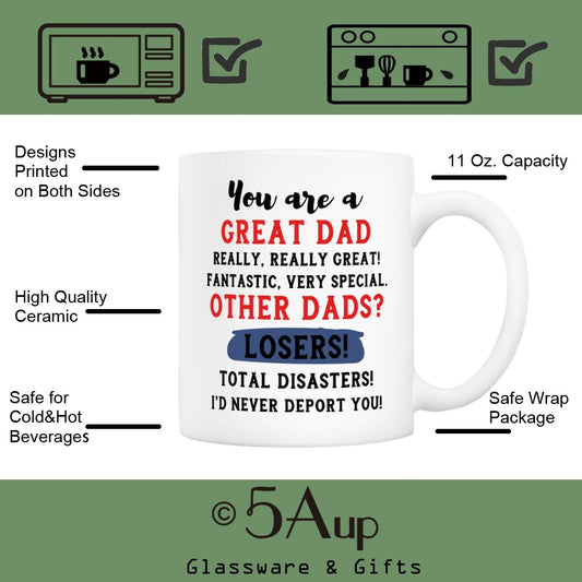 Funny Best Dad Even Themed - Hilarious Ideal for Father’s Day - Great Dad | Ceramic Coffee Mug | Father's Day Gift | Stylish Printed Design | Tea & Coffee Cup | 11oz