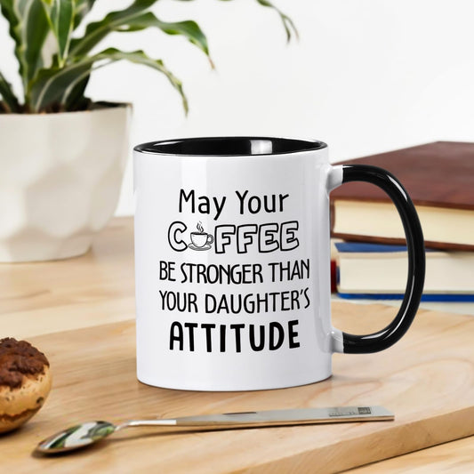 Dad from Daughter | Ceramic Coffee Mug | Father's Day Gift | Stylish Printed Design | Tea & Coffee Cup | 11oz | Black Two-Tone Design