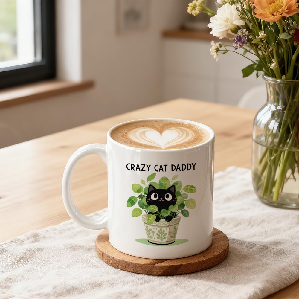 Crazy Cat Daddy Double | Ceramic Coffee Mug | Father's Day Gift | Stylish Printed Design | Tea & Coffee Cup | 11oz