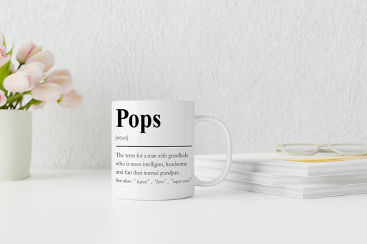 Pops | Ceramic Coffee Mug | Father's Day Gift | Stylish Printed Design | Tea & Coffee Cup | 11oz