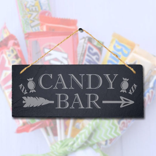 Candy Bar Right Way Arrow Engraved Hanging Slate Home Shop Plaque Sign