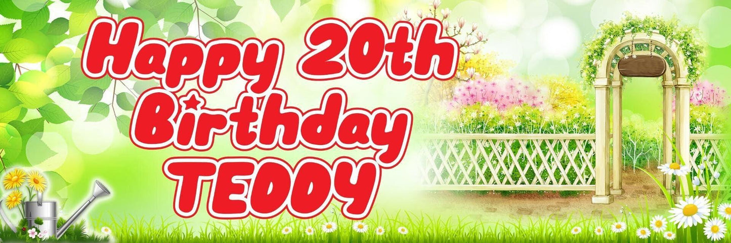 2 Personalised Gardening Birthday Party Celebration Banners Decoration Posters