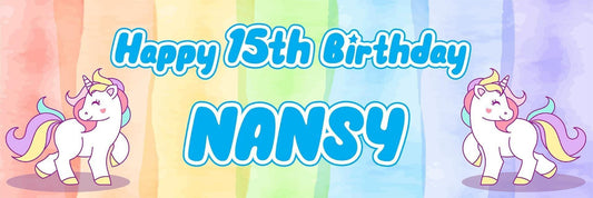 Personalised Unicorn Birthday Banners: Magical Fairytale Party Decoration (Pack of 2)