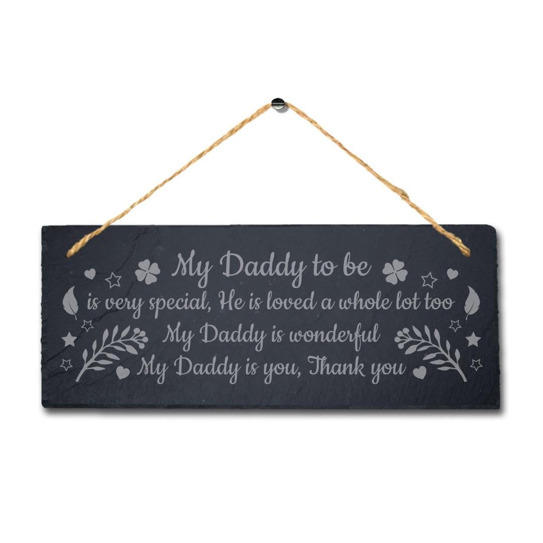 Engraved Slate Dad Plaque: Special Daddy Gift with Jute Rope