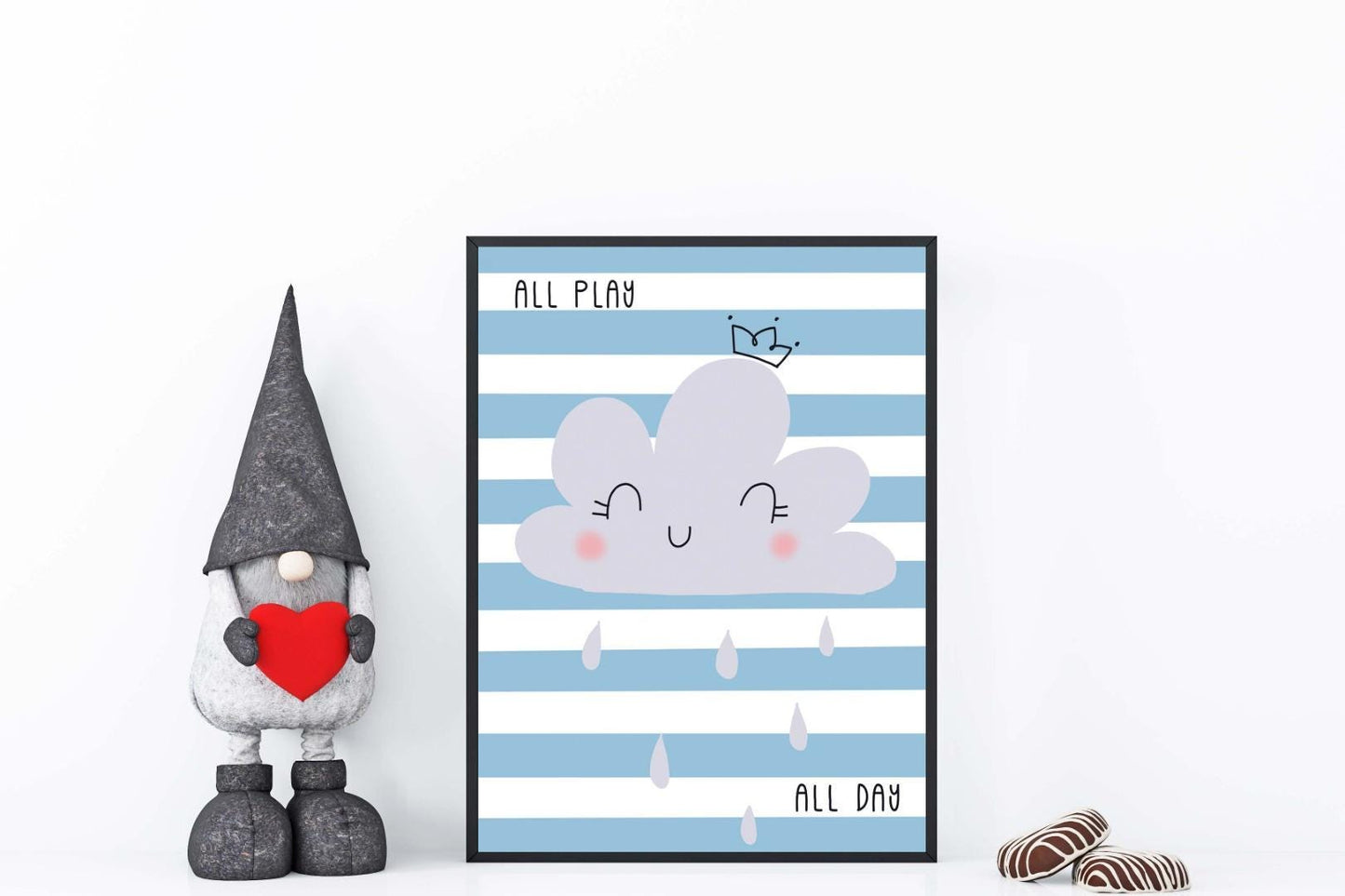 All Play Cloud Kids Boho Watercolour Hand Painted Effect Nursery Wall Art Poster