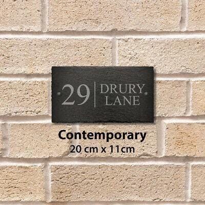 Personalised Rectangle Slate Plaque Door Number House Name Contemporary Style