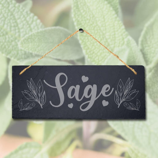 Sage Laser Engraved Hanging Slate Vegetable Patch Garden Allotment Plaque Sign