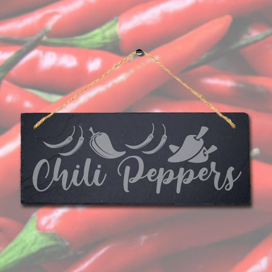 Chili Pepper Engraved Hanging Slate Vegetable Patch Garden Allotment Plaque Sign