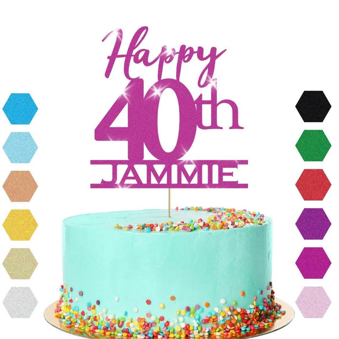 Personalised Name 40th Birthday Glitter Cake Topper Party Cake Decoration Gift