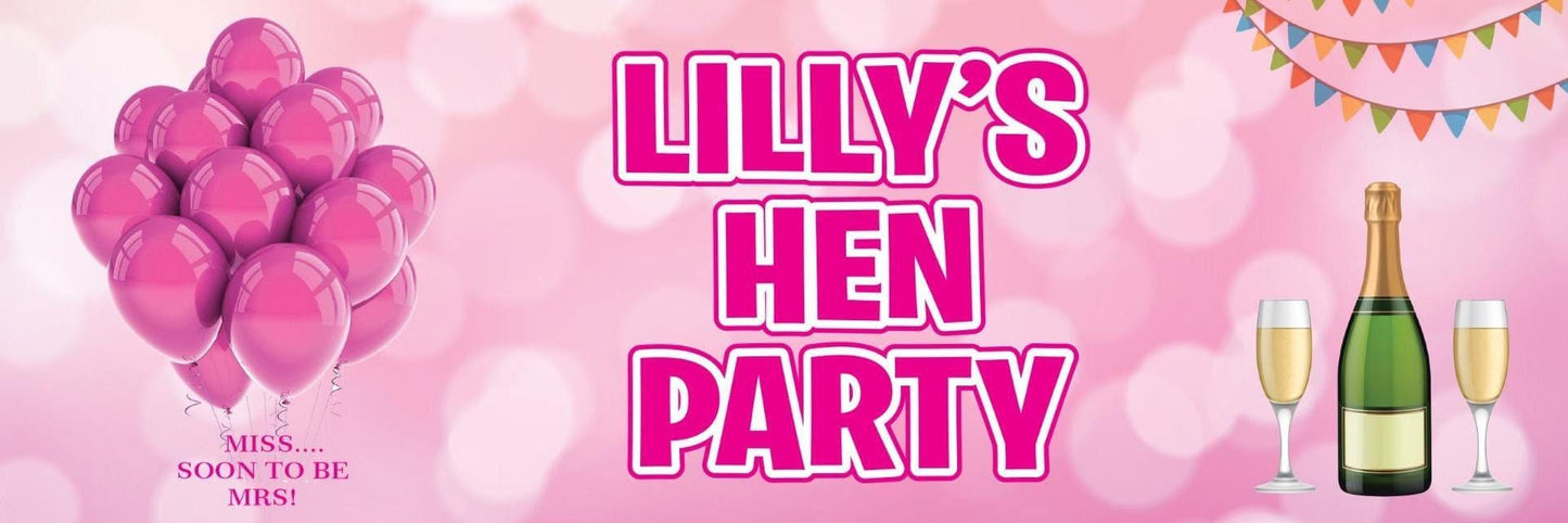 2 Personalised Champagne Drink Hen Party Celebration Banners Decoration Posters