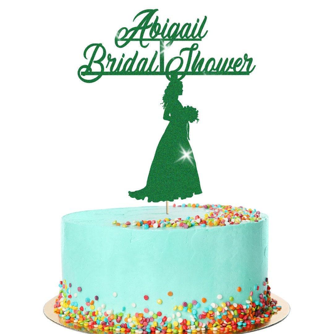 Glitter Cake Topper - Bridal Shower - Personalised Decor For Wedding Celebration
