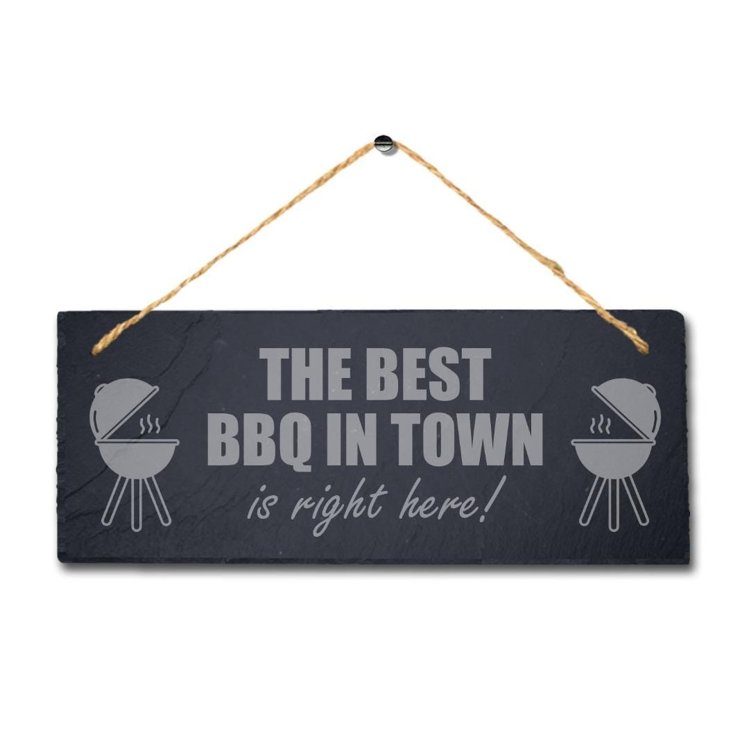 Laser Engraved BBQ Slate Plaque with Jute Rope