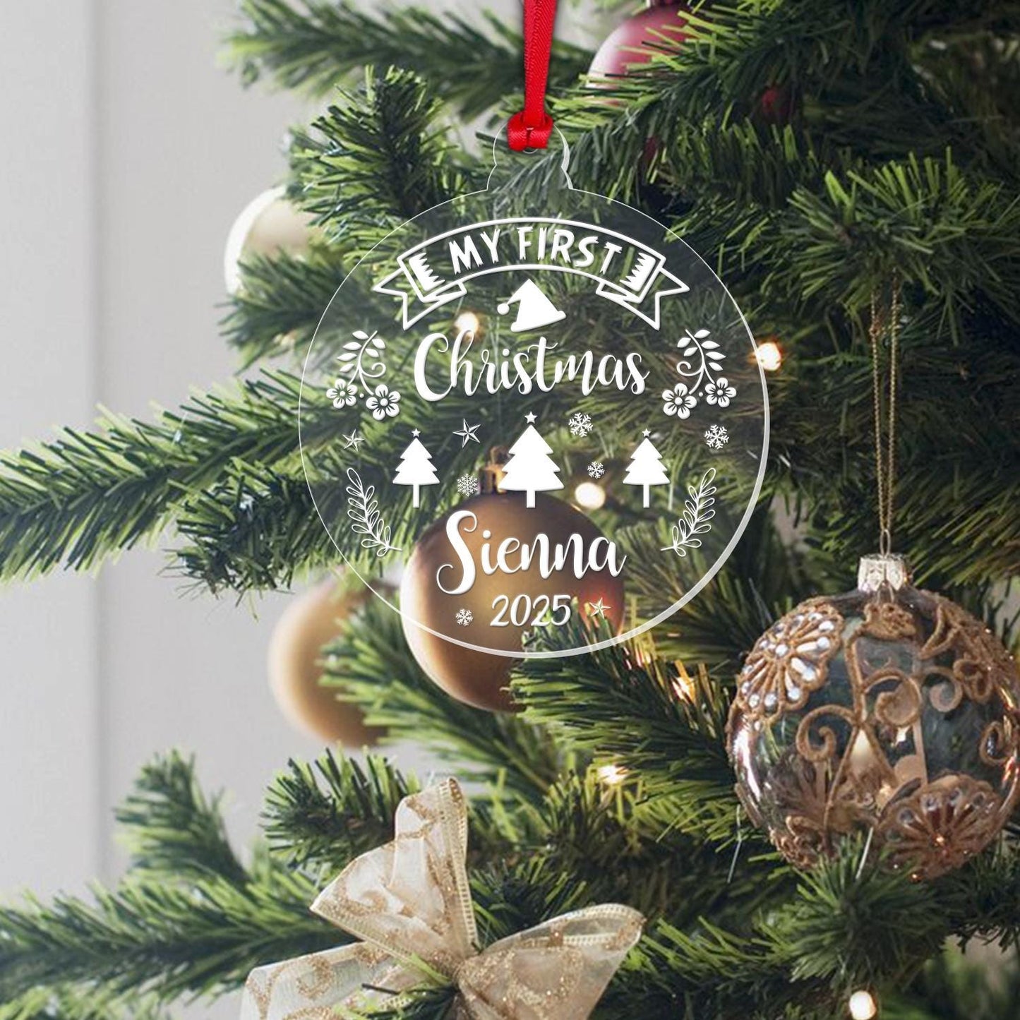Personalised Name Babys First Christmas Bauble Xmas Decoration Keepsake Gift