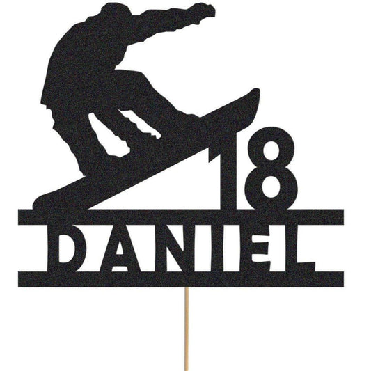 Personalised Skier Birthday Cake Topper: Glitter Party Decor