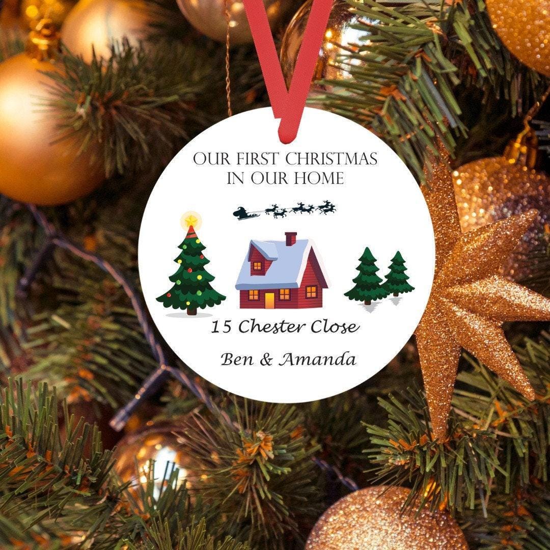 Personalised First Christmas In New Home Ceramic Bauble