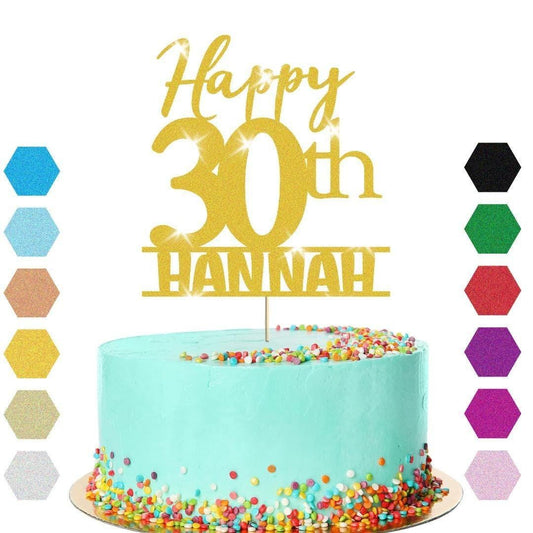 Personalised Name 30th Birthday Glitter Cake Topper Party Cake Decorations Gift