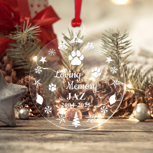 Personalised Cat Dog Pet Memorial Christmas Bauble Memory Xmas Decoration Gift