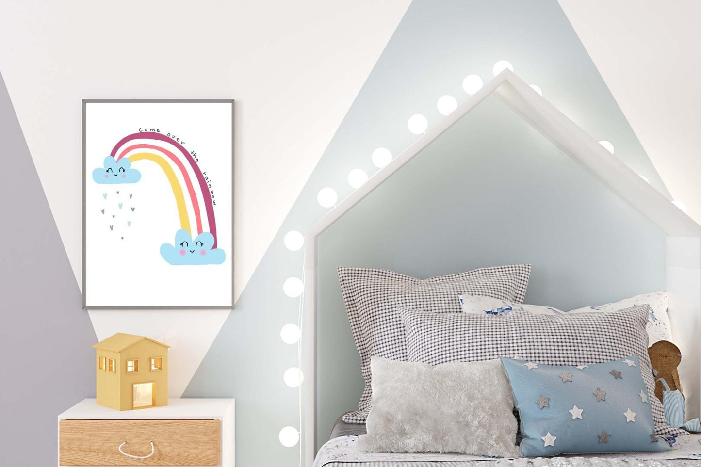 The Rainbow Kids Boho Watercolour Hand Painted Effect Nursery Wall Art Poster