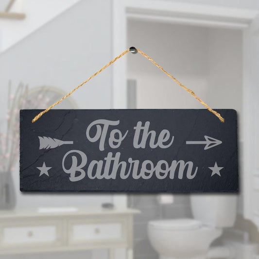 Bathroom Hanging Slate Sign Engraved Plaque Funny Spa Washroom Wc Toilet Gift