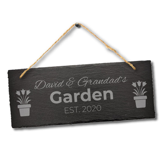 Personalised Slate Plaque Garden Sign Laser Engraved Stone