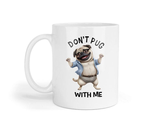 Funny Pug Dog Coffee Mug: Sarcastic Novelty Gift with Coaster