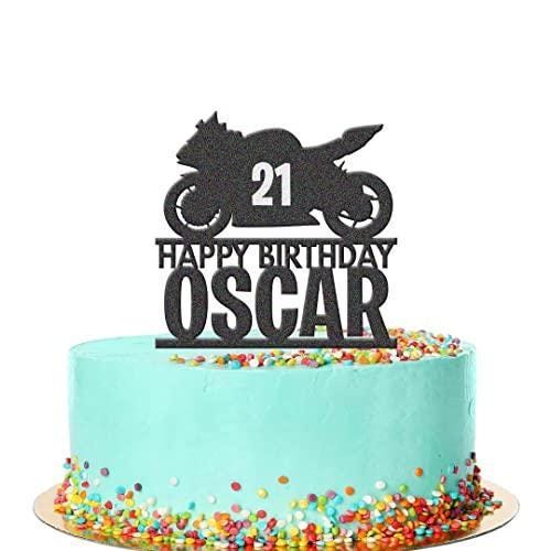 Personalised Acrylic Motorbike Racing Boys Birthday Cake Topper Decoration Gift