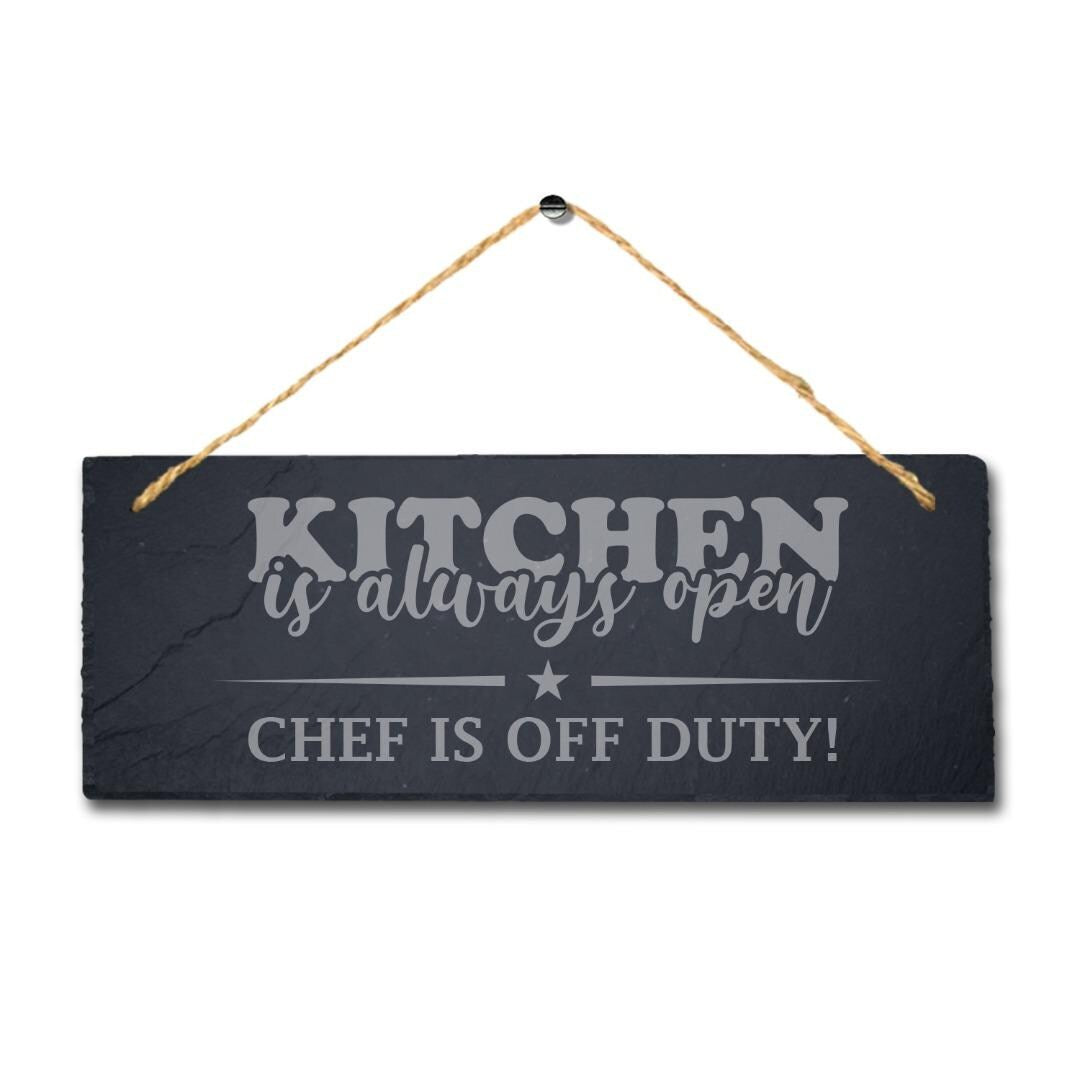 Kitchen Hanging Slate Sign Laser Engraved Plaque Chef Off Duty Food Lovers Gift