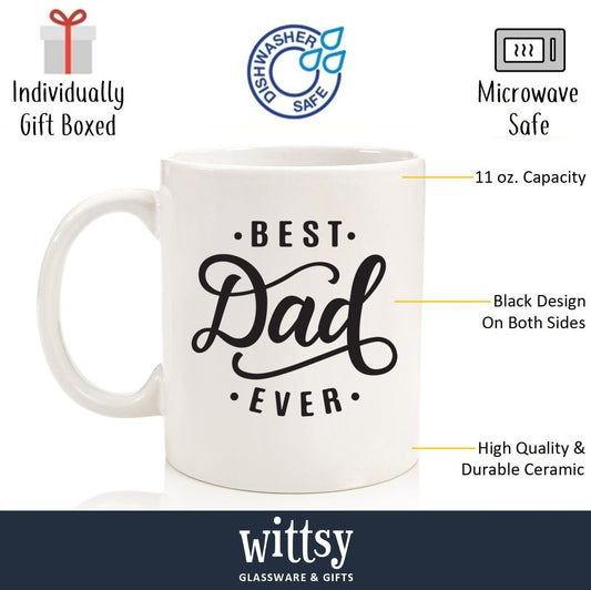 Best Dad Ever | Ceramic Coffee Mug | Father's Day Gift | Stylish Printed Design | Tea & Coffee Cup | 11oz