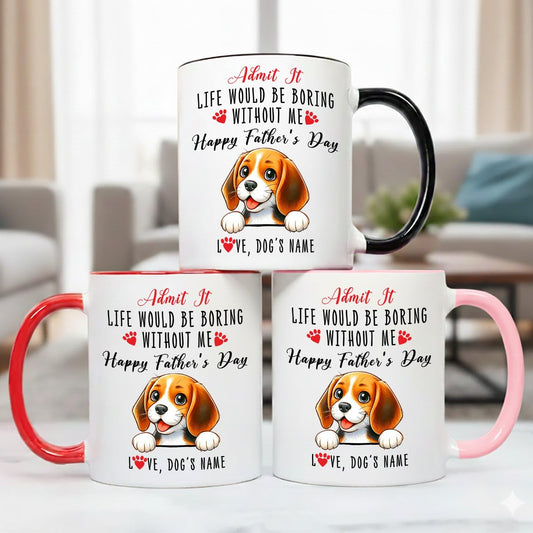Personalized Name For Beagle Dog Lover | Ceramic Coffee Mug | Father's Day Gift | Stylish Printed Design | Tea & Coffee Cup | 11oz | Black Two-Tone Design