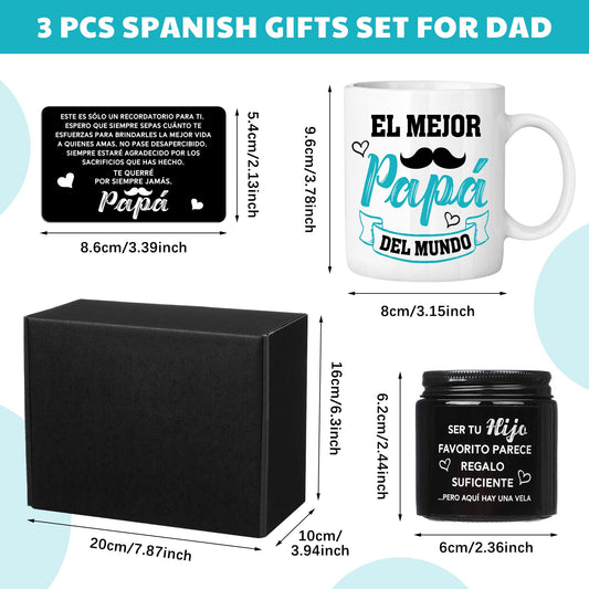 3 Pcs Father's Day for Dad in Spanish | Ceramic Coffee Mug | Father's Day Gift | Stylish Printed Design | Tea & Coffee Cup | 11oz