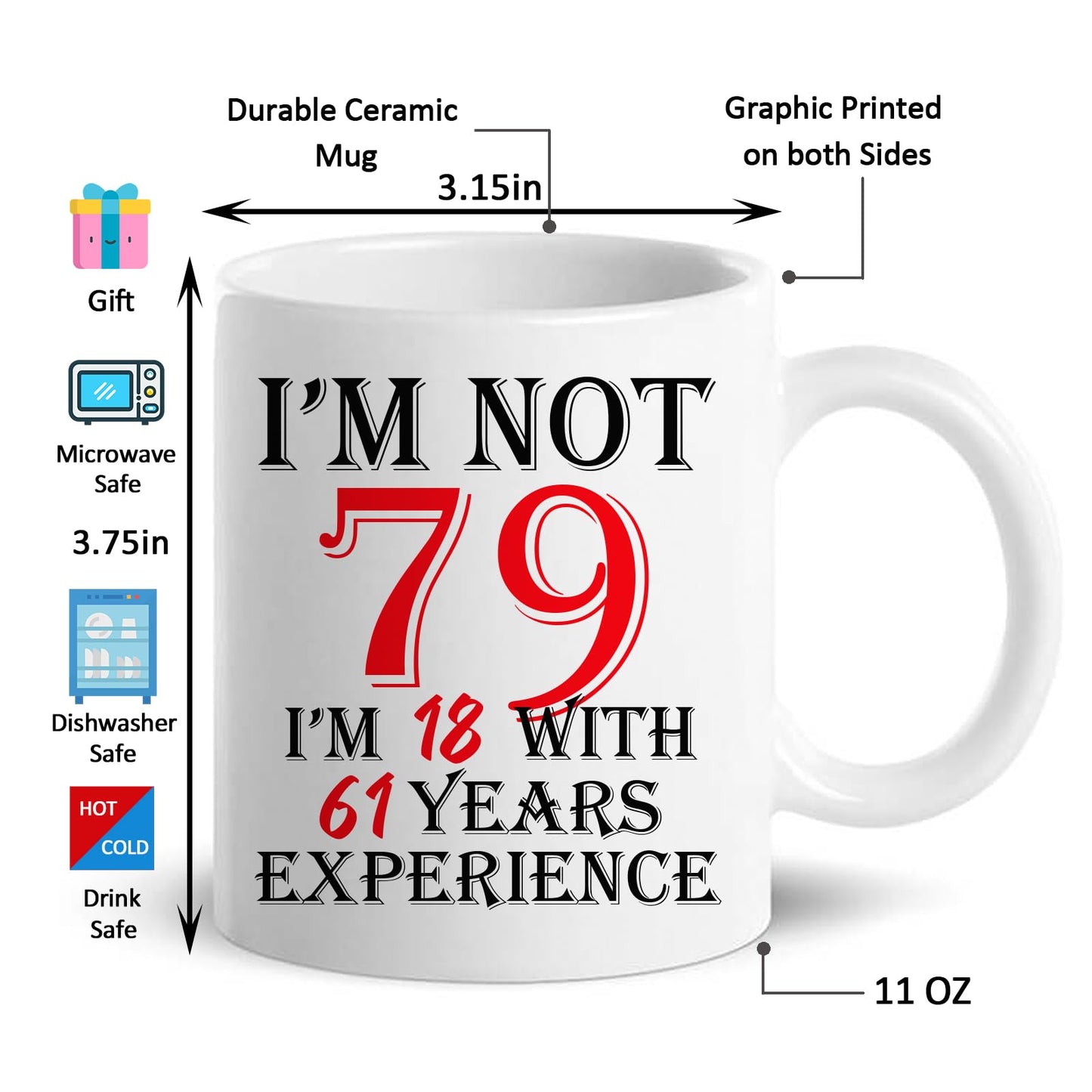 1947 79th for Women Men | Ceramic Coffee Mug | Father's Day Gift | Stylish Printed Design | Tea & Coffee Cup | 11oz