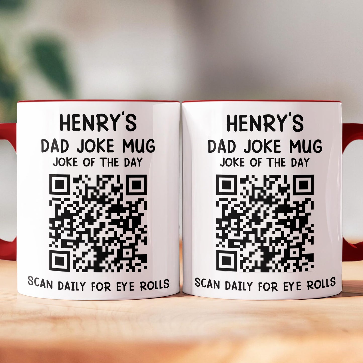 Personalized Dad Joke QR Code | Ceramic Coffee Mug | Father's Day Gift | Stylish Printed Design | Tea & Coffee Cup | 11oz | Red Two-Tone Design