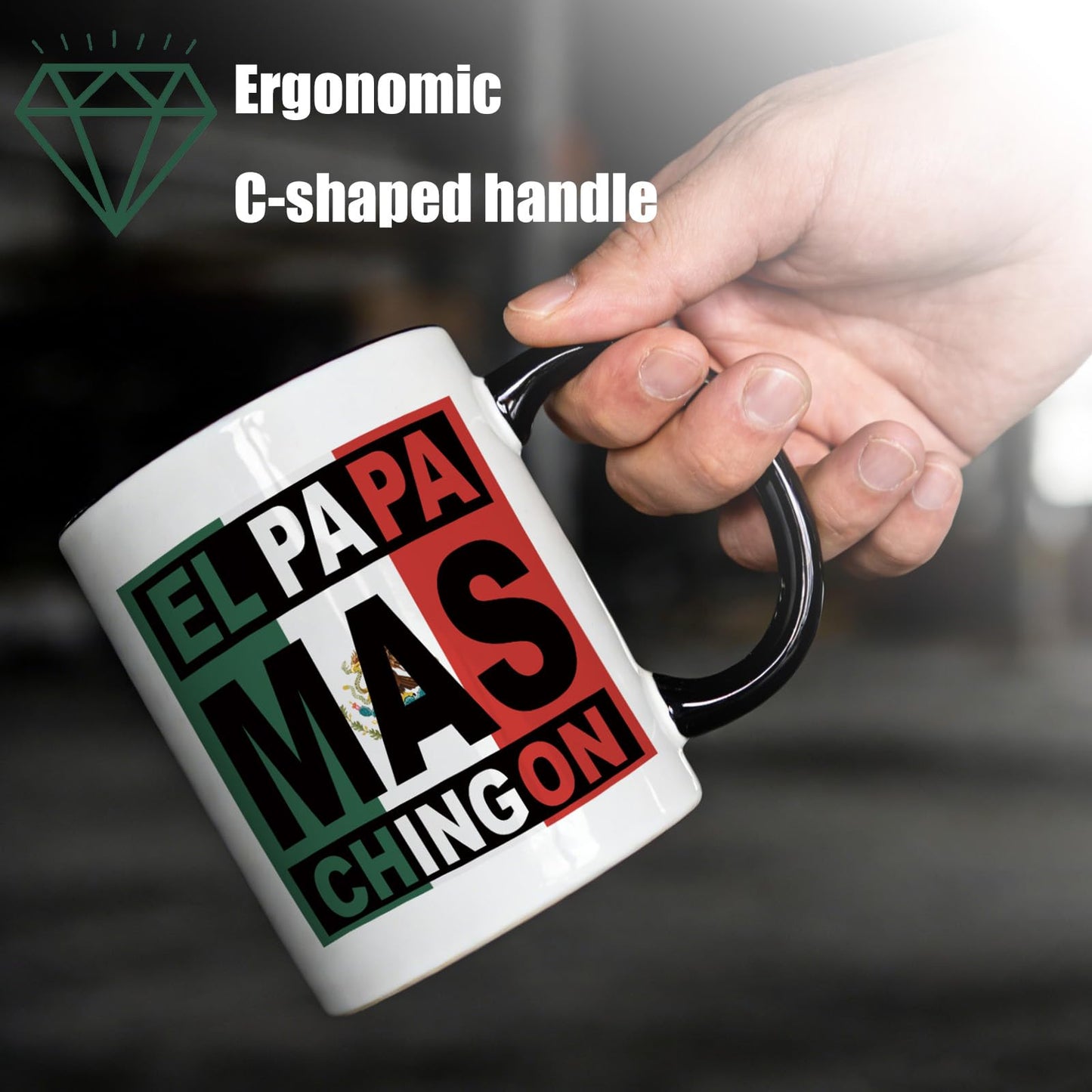 Mexican Dad | Ceramic Coffee Mug | Father's Day Gift | Stylish Printed Design | Tea & Coffee Cup | 11oz | Black Two-Tone Design
