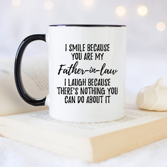Father in Law | Ceramic Coffee Mug | Father's Day Gift | Stylish Printed Design | Tea & Coffee Cup | 11oz | Black Two-Tone Design