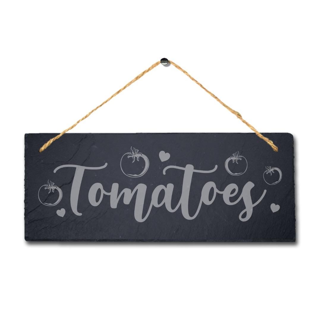Tomatoes Engraved Hanging Slate Vegetable Patch Garden Allotment Plaque Sign
