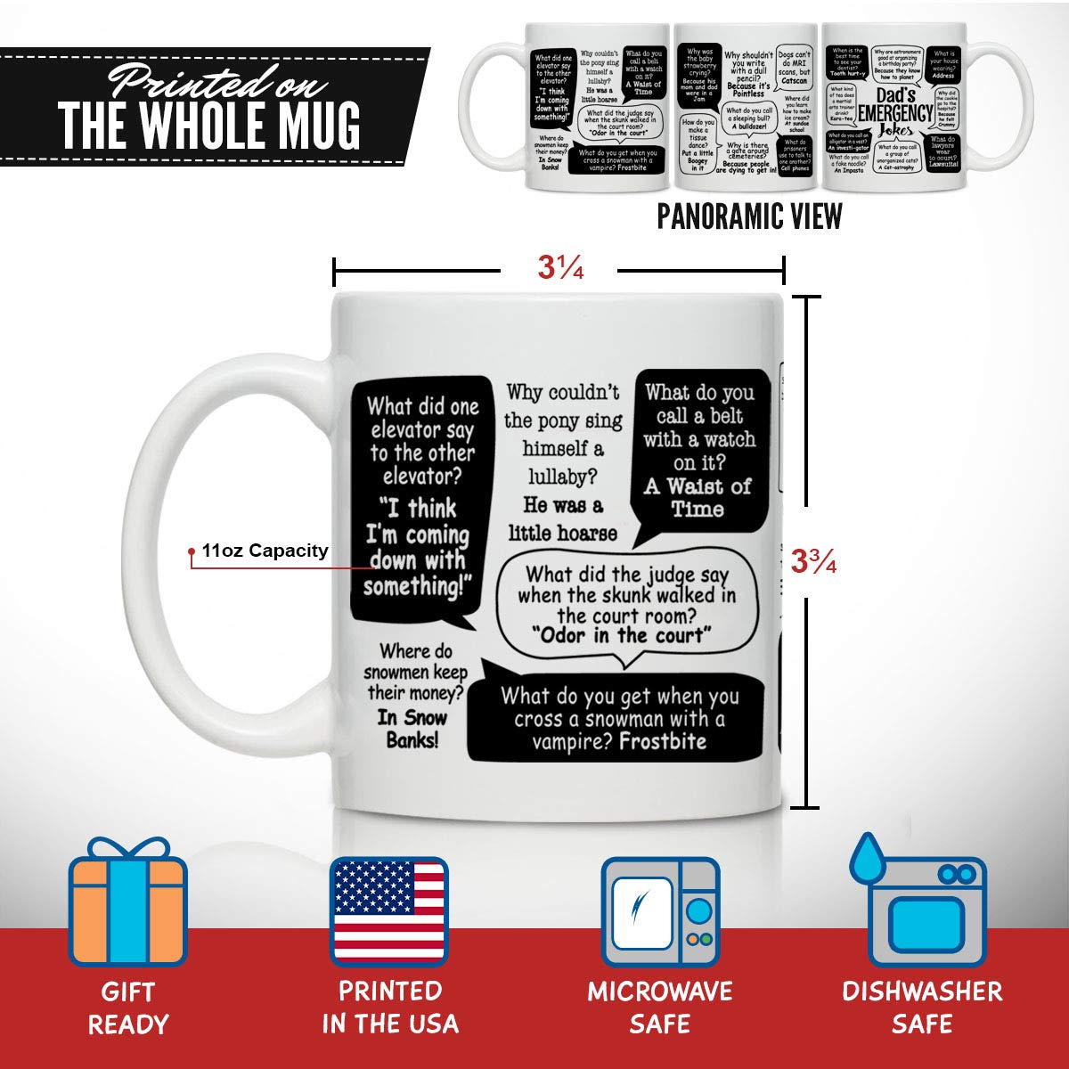 Novelty for Dad | Ceramic Coffee Mug | Father's Day Gift | Stylish Printed Design | Tea & Coffee Cup | 11oz