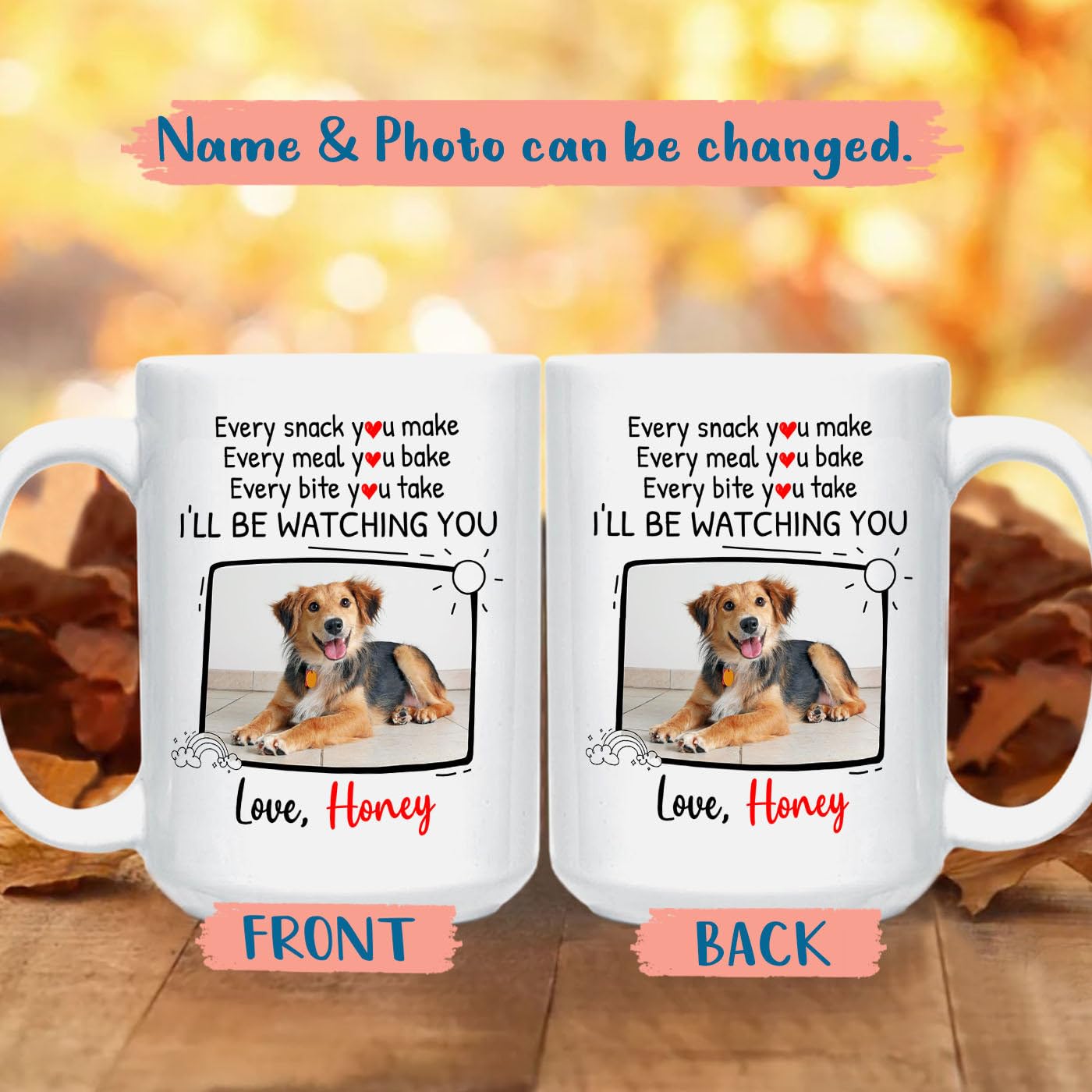 Personalized Dogs Name Photo For Dog Dad Mom | Ceramic Coffee Mug | Father's Day Gift | Stylish Printed Design | Tea & Coffee Cup | 11oz