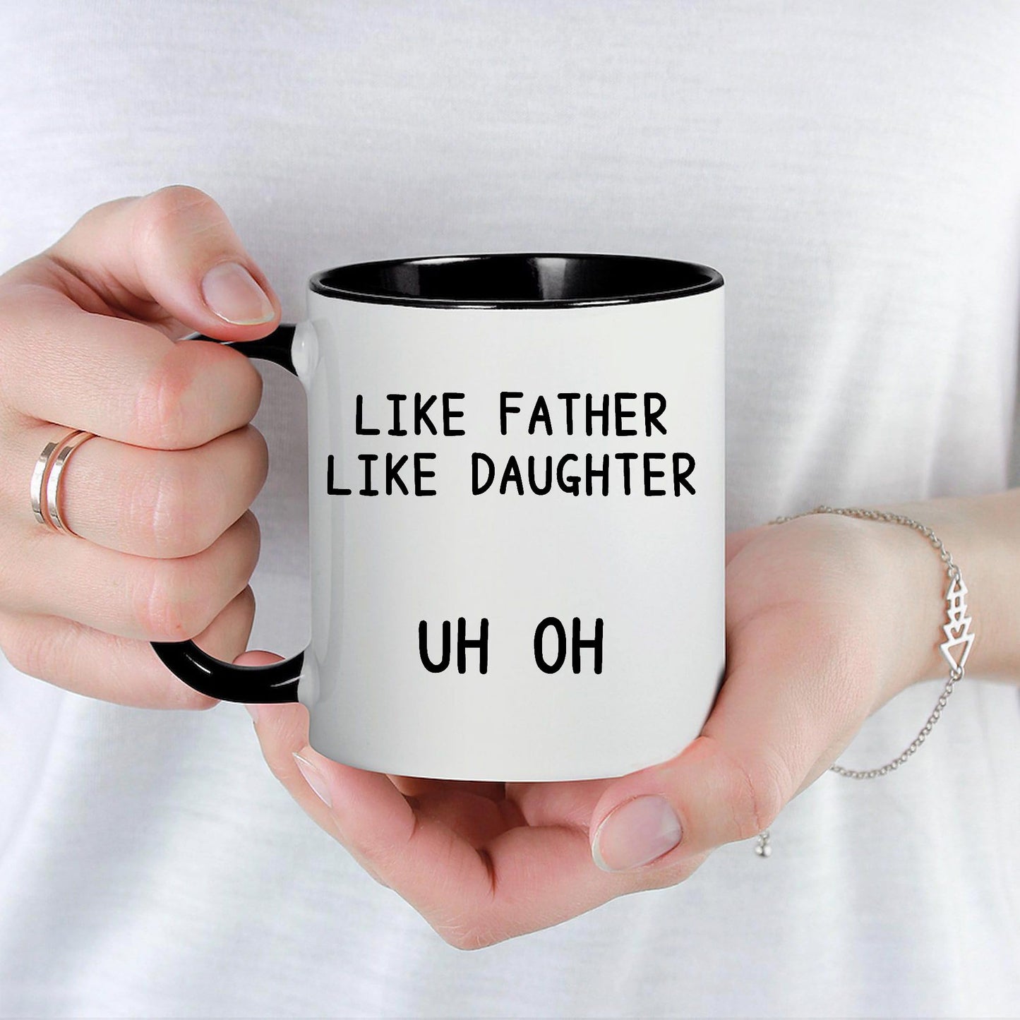 Like Father Like Daughter | Ceramic Coffee Mug | Father's Day Gift | Stylish Printed Design | Tea & Coffee Cup | 11oz | Black Two-Tone Design