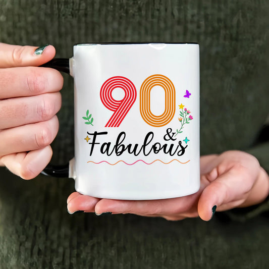 1936 90th for Women Men | Ceramic Coffee Mug | Father's Day Gift | Stylish Printed Design | Tea & Coffee Cup | 11oz | Black Two-Tone Design