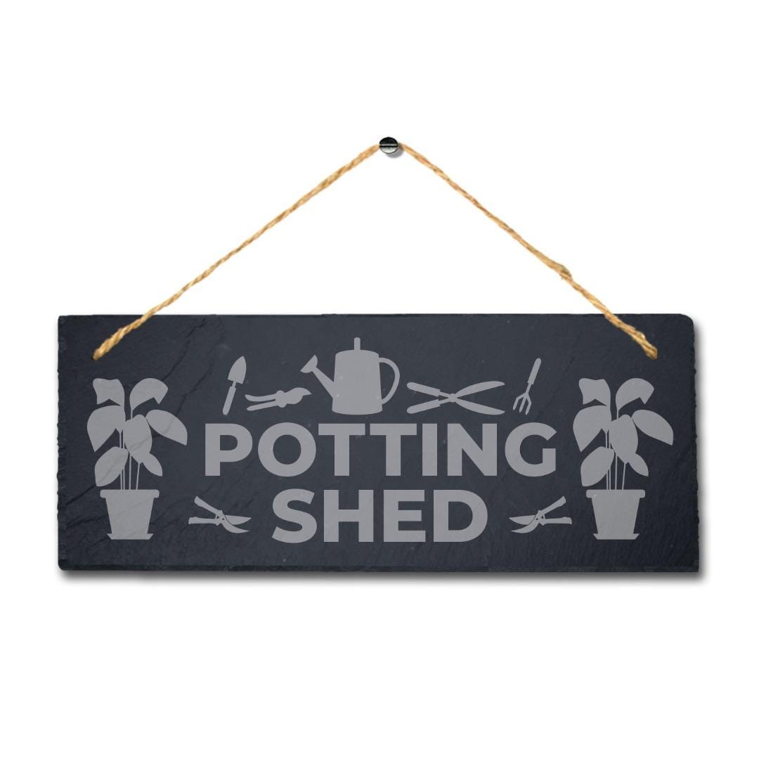 Potting Shed Laser Engraved Hanging Slate Garden Shed Home Decor Plaque Sign