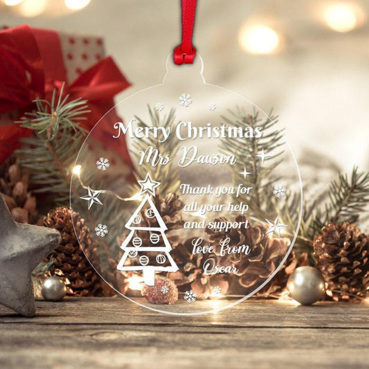 Personalised Name Christmas Bauble Teacher Teaching Assistant Xmas Ornament Gift